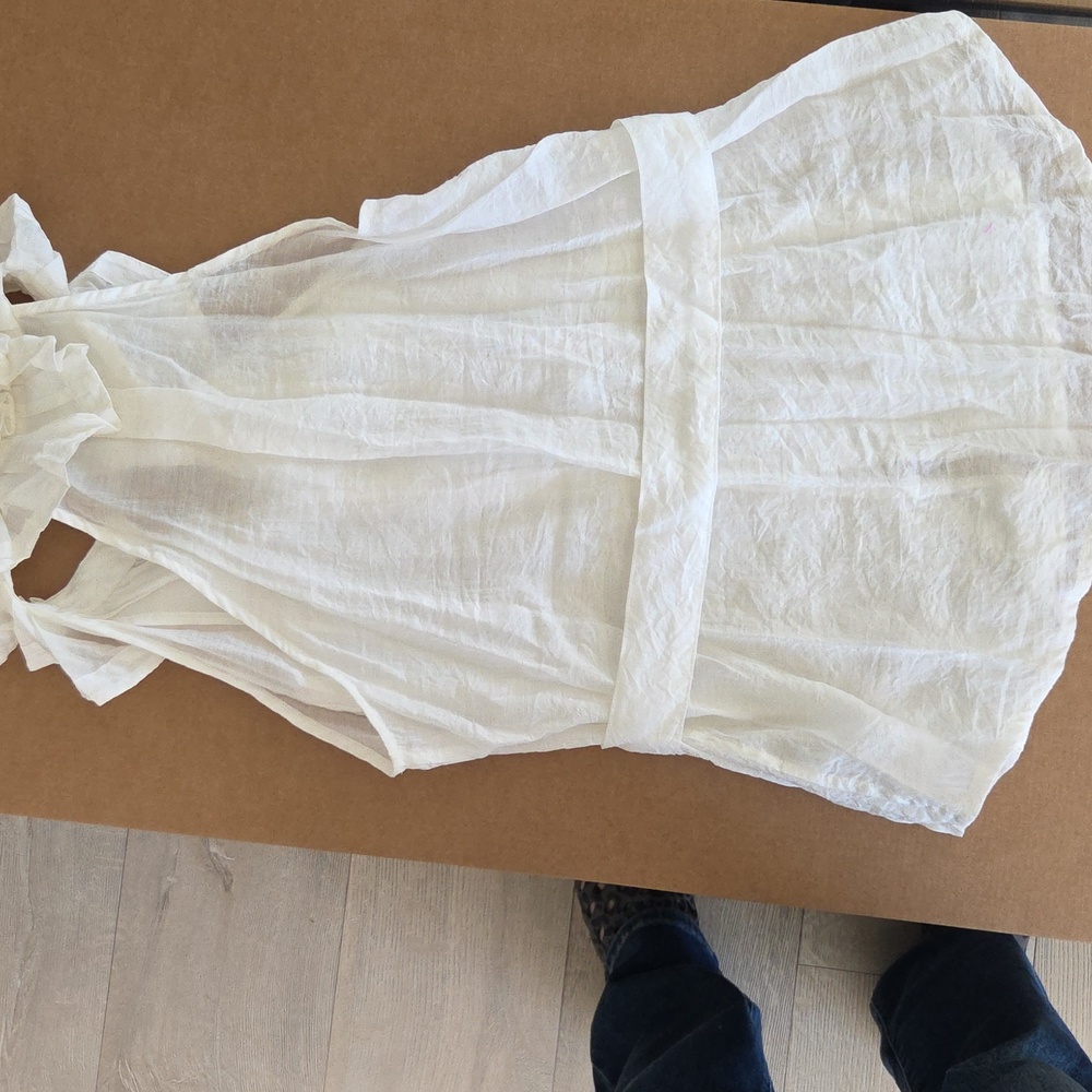 White Ruffled Button-Down Blouse - Picture 6 of 8